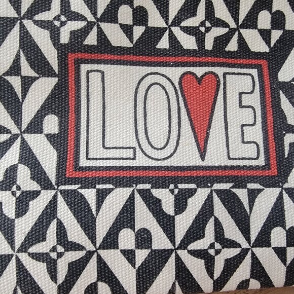 Brighton LOVE Canvas Pouch Bag Makeup Cosmetic Travel Bag Heart Black White - Picture 3 of 10